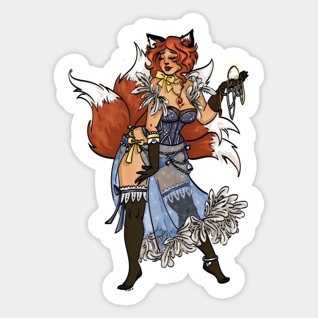 Kitsune in a Henhouse Sticker by Labrattish